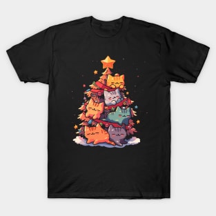 Awesome Christmas Tree Cat Cute Funny Kitten Lover Gift T-Shirt